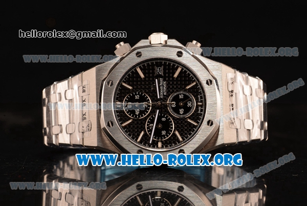 Audemars Piguet Royal Oak Chronograph Miyota OS10 Quartz Steel Case with Black Dial and Steel Bracelet - Click Image to Close